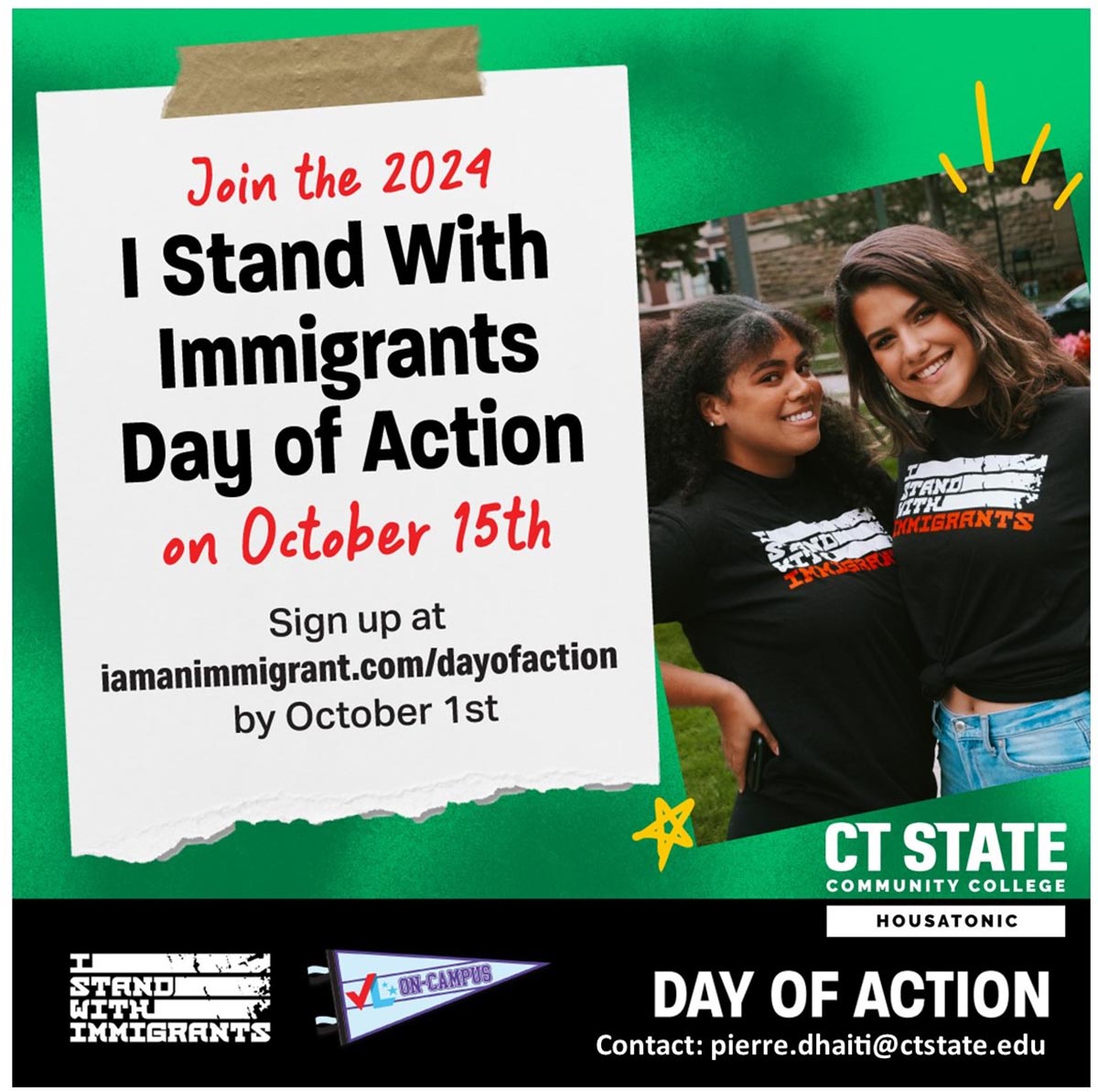 I Stand with Immigrants Day of Action on October 15 Sign up at iamanimmigrant.com/dayofaction by October