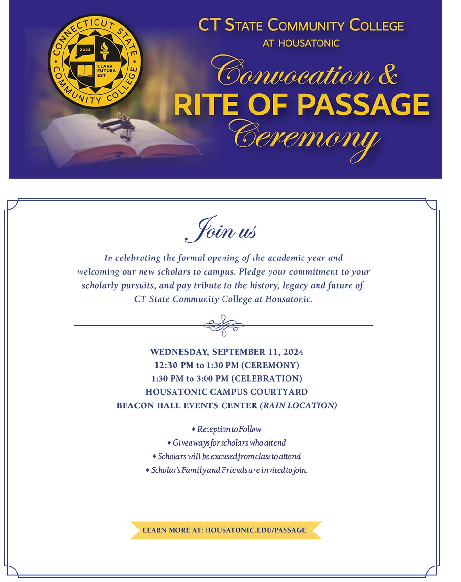 Rite of PAssage September 11, 2024 12:30PM HCC Courtyard